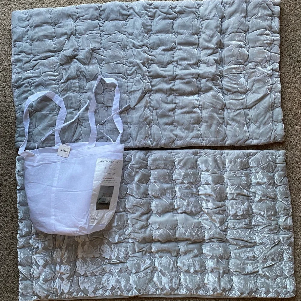 NWT NEW ANTHROPOLOGIE Ellery Velvet set of 2 king shams grey - Picture 6 of 11